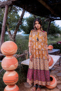 Juniper Mustard Embroidered Anarkali Long Dress With Tassels & Mirror Work - Distacart