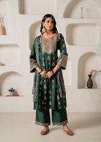 Juniper Emerald Mughal Motif Printed Kurta Set With Dupatta - Distacart