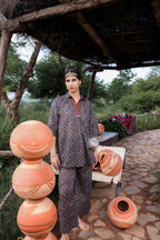 Juniper Black Floral Embroidered Co-Ord Set With Tunic & Printed Pants - Distacart