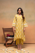 Juniper Viscose Yellow Embroidered Kurta Pant Co-Ordset With Thread Work & Lace - Distacart