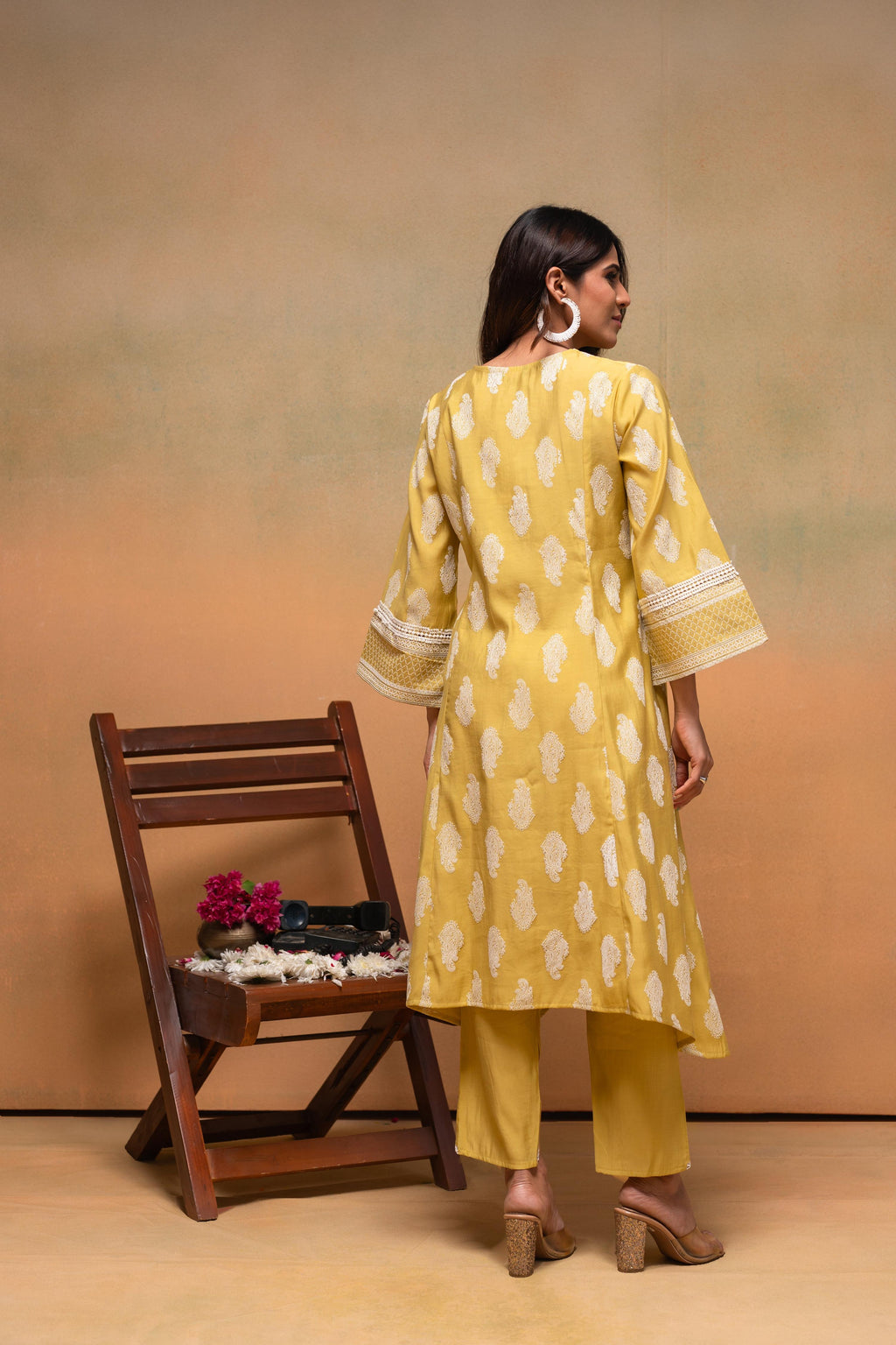 Juniper Viscose Yellow Embroidered Kurta Pant Co-Ordset With Thread Work & Lace - Distacart
