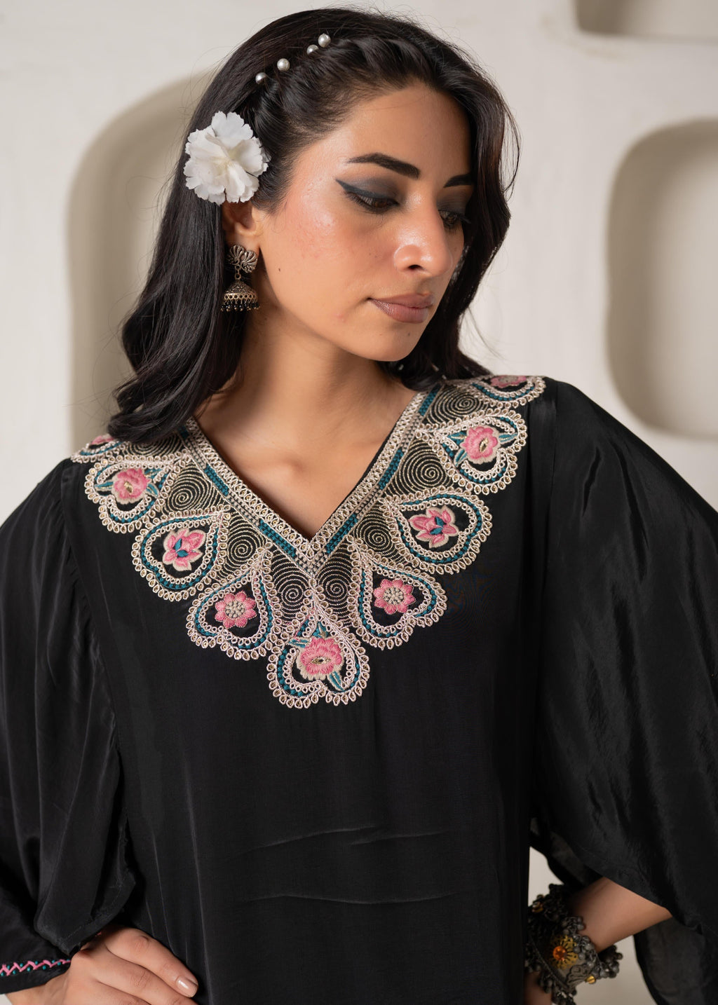Juniper Noir Bloom Kaftan Kurta Pant Set - Distacart