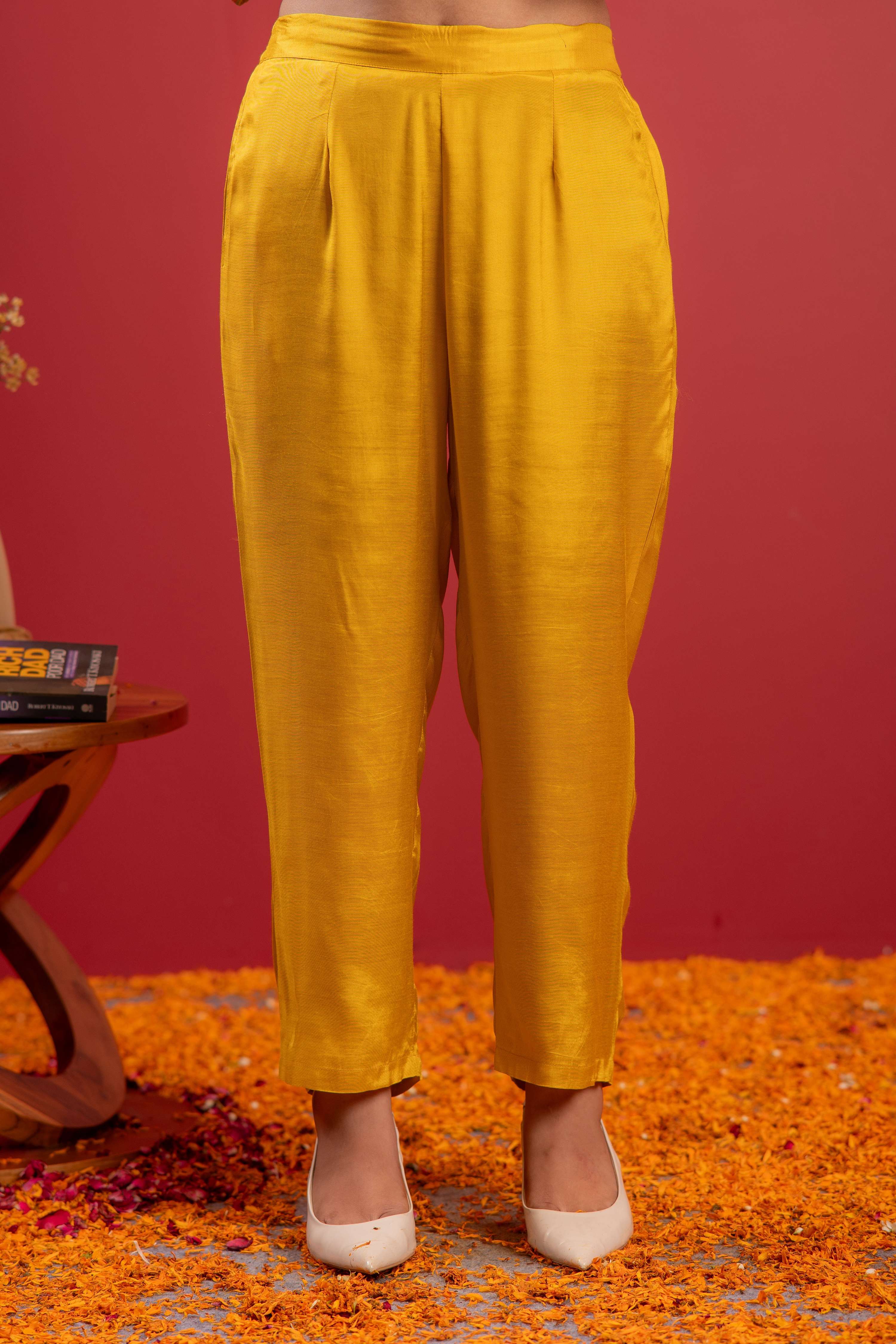 Juniper Mustard Viscose Kurta With Pants & Dupatta Set With Thread & Zari Work - Distacart
