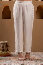 Juniper Ivory Viscose Kurta With Pants & Dupatta Set With Mirror & Thread Work - Distacart