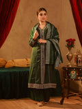 Juniper Bottle Green Viscose Solid A-Line Kurta With Pants & Dupatta Set With Zari, Sequence & Dori Work - Distacart