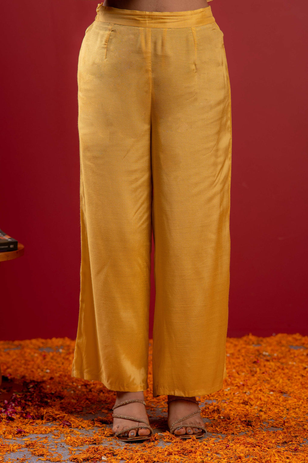 Juniper Yellow Viscose Solid A-Line Kurta With Pants & Dupatta Set With Zari, Sequence & Dori Work - Distacart