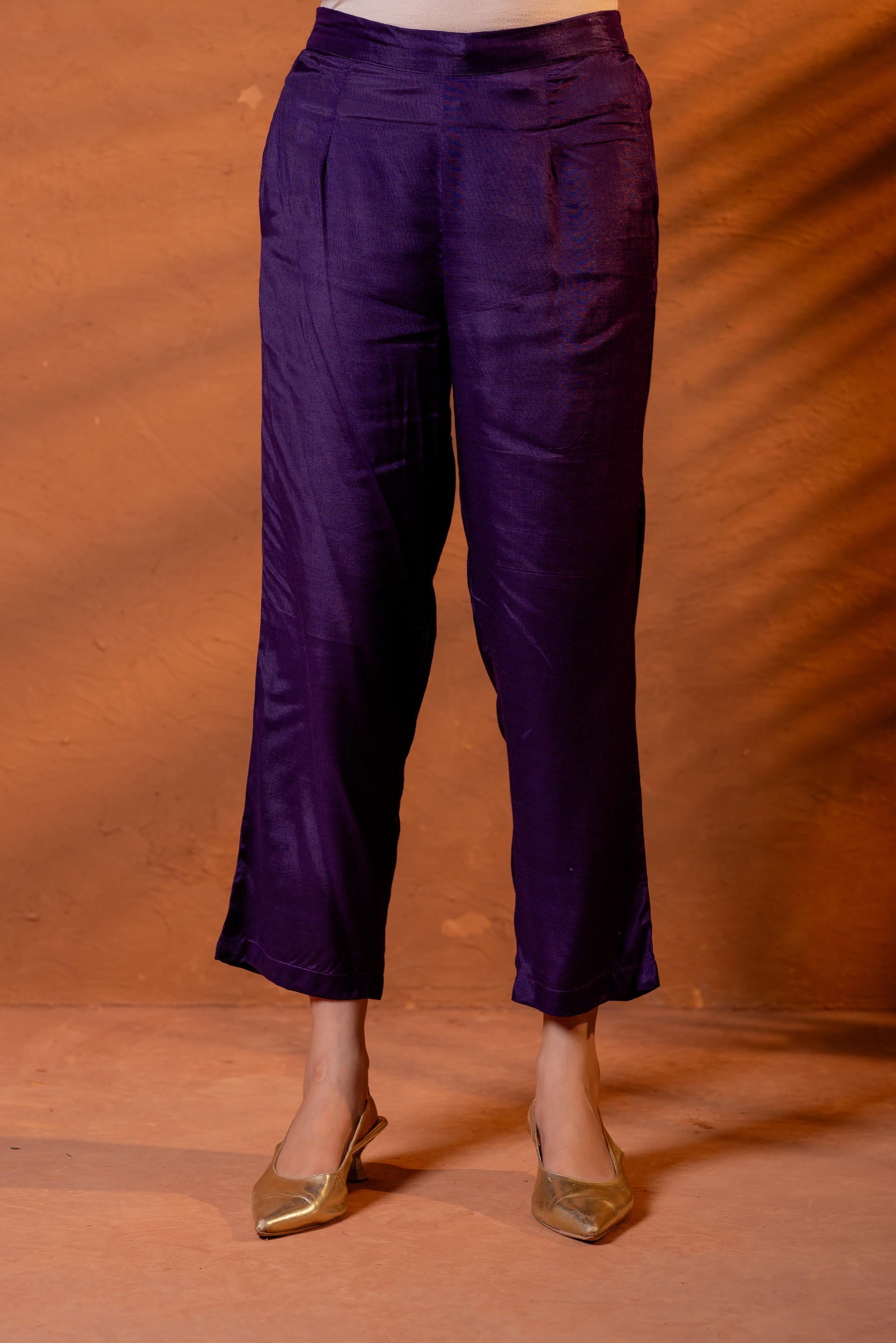Juniper Purple Manmade Fiber Flared Kurta Pant And Dupatta Set With Zari, Mirror, Thread & Sequin Work - Distacart