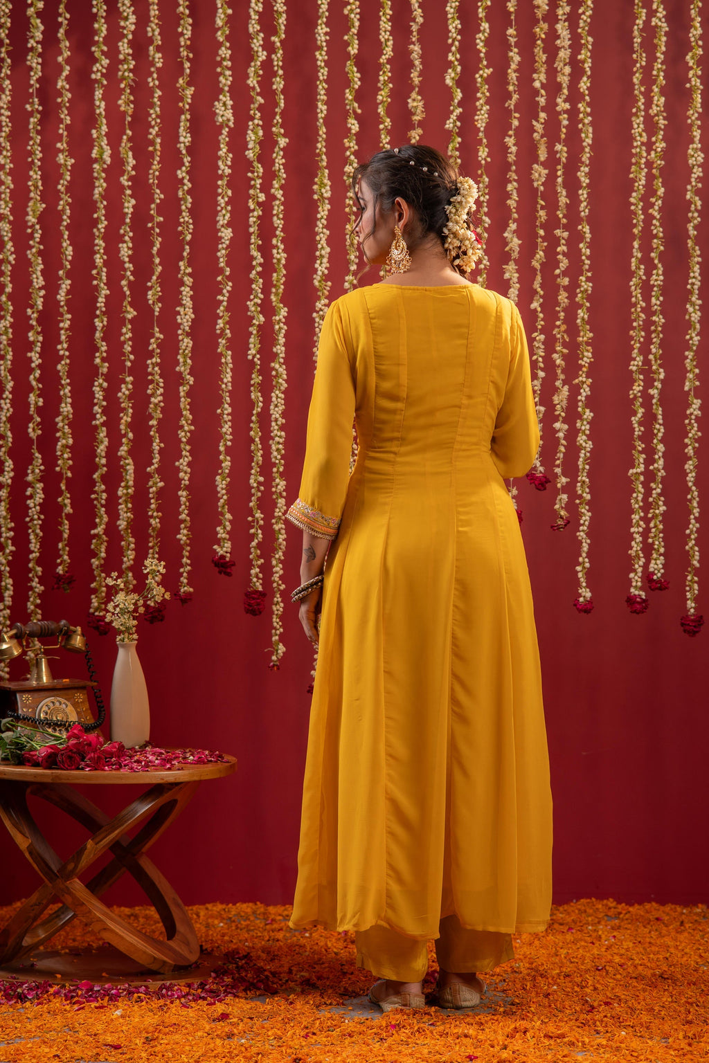 Juniper Mustard Magic Anarkali Kurta Pant And Dupatta Set - Distacart