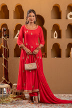 Juniper Red Kurta Pant And Dupatta Set - Distacart