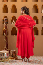 Juniper Red Kurta Pant And Dupatta Set - Distacart
