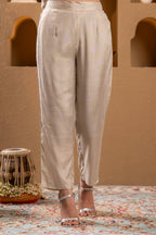 Juniper Ivory Anarkali Kurta Set With Pink Thread Embroidery & Dupatta - Distacart