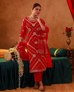 Juniper Magenta Viscose Straight Kurta Pant And Dupatta Set With Gota Patti & Sequence Work - Distacart