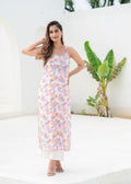 Juniper Pink Floral Printed Sleeveless Cotton Kurta - Distacart