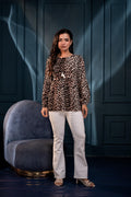 Juniper Black Floral Printed Viscose Gathread Tunic With Dori Tie - Distacart