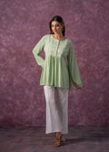 Juniper Women'S Mint & White Embroidered Viscose Tunic With Thread Work And Buttons - Distacart