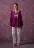 Juniper Women'S Mint & White Embroidered Viscose Tunic With Thread Work And Buttons - Distacart