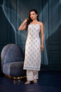 Juniper Women'S Teal Blue & Grey Floral Cotton Sleeveless Kurta - Distacart
