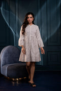Juniper Off-White & Blue Floral Cotton Tiered Dress - Distacart