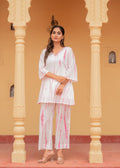 Juniper Pink Tie-Dye Printed Cotton Kurta-Pant Co-Ord Set - Distacart