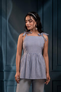 Juniper Women'S Blue & White Striped Flared Cotton Top - Distacart