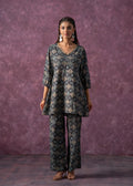 Juniper Women'S Green & Black Cotton Kurta & Pants Co-Ord Set With Ethnic Motifs And Zari Work - Distacart
