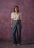 Juniper Women'S Off white Natural Solid Top With Pant Co-Ord Set With Thread Work - Distacart