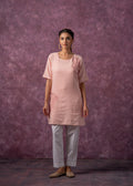 Juniper Peach Cotton Embroidered Straight Kurta For Women - Distacart