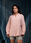 Juniper Women'S Peach Cotton Shirt With Full Sleeves And Front Slit - Distacart