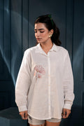Juniper Women'S White Cotton Shirt With Thread Work And Full Sleeves - Distacart