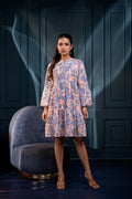 Juniper Women'S Blue & Orange Floral Cotton Short Dress - Distacart