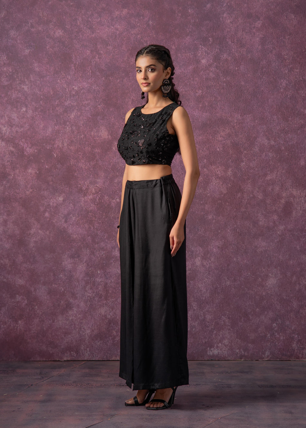 Juniper Black Midnight Muse Embellished Crop Top - Distacart