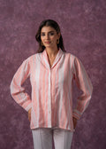 Juniper Lamora Peach & White Vertical Striped Relaxed-Fit Button-Down Shirt - Distacart