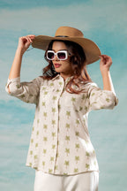 Juniper Lamora Off-White Palm Tree Printed Relaxed Fit Shirt - Distacart