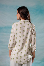 Juniper Lamora Off-White Palm Tree Printed Relaxed Fit Shirt - Distacart