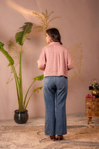 Juniper Lamora Rose Gold Textured Casual Shirt Top - Distacart