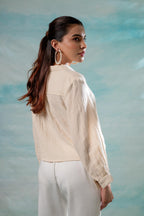 Juniper Lamora Beige Minimal Textured Shirt