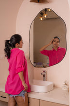 Juniper Lamora Hot Pink Solid Casual Oversized Shirt For Women