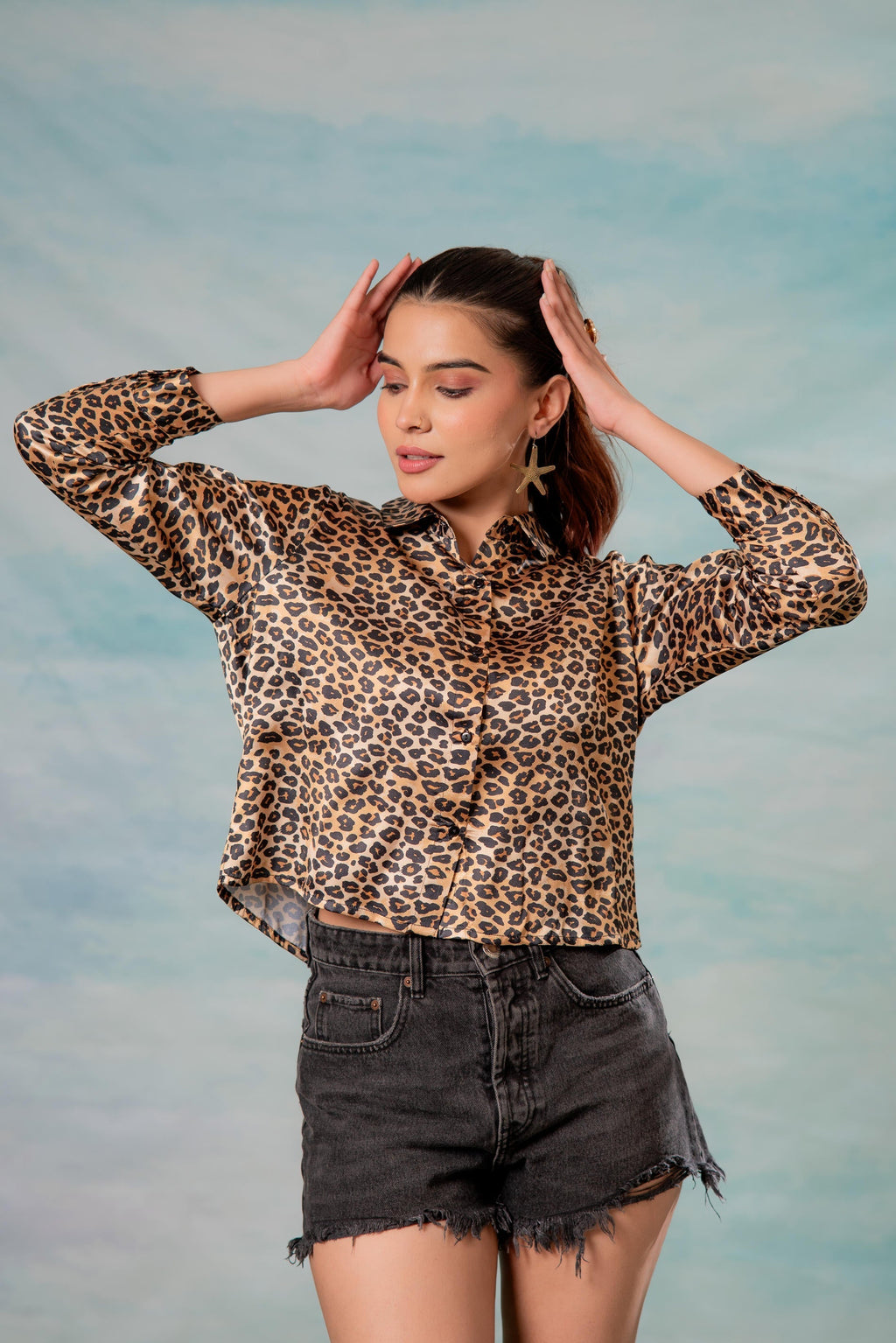 Juniper Lamora Leopard Print Button-Down Shirt - Distacart