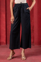 Juniper Lamora Women? Black Wide-Leg Drawstring Palazzo Pants - Distacart