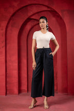 Juniper Lamora Women? Black Wide-Leg Drawstring Palazzo Pants - Distacart