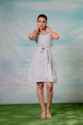 Juniper Lamora Women? Light Aqua Shirt Dress With Front Tie-Up Belt - Distacart