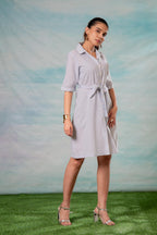 Juniper Lamora Women? Light Aqua Shirt Dress With Front Tie-Up Belt - Distacart
