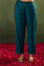 Juniper Green Floral Embroidered Kurta Set With Jacquard Dupatta - Distacart