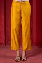 Juniper Sunlit Mustard Embroidered Kurta Set With Zari Checked Dupatta - Distacart