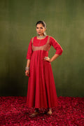 Juniper Gulnaar Riwaayat Maroon Anarkali Dress - Distacart
