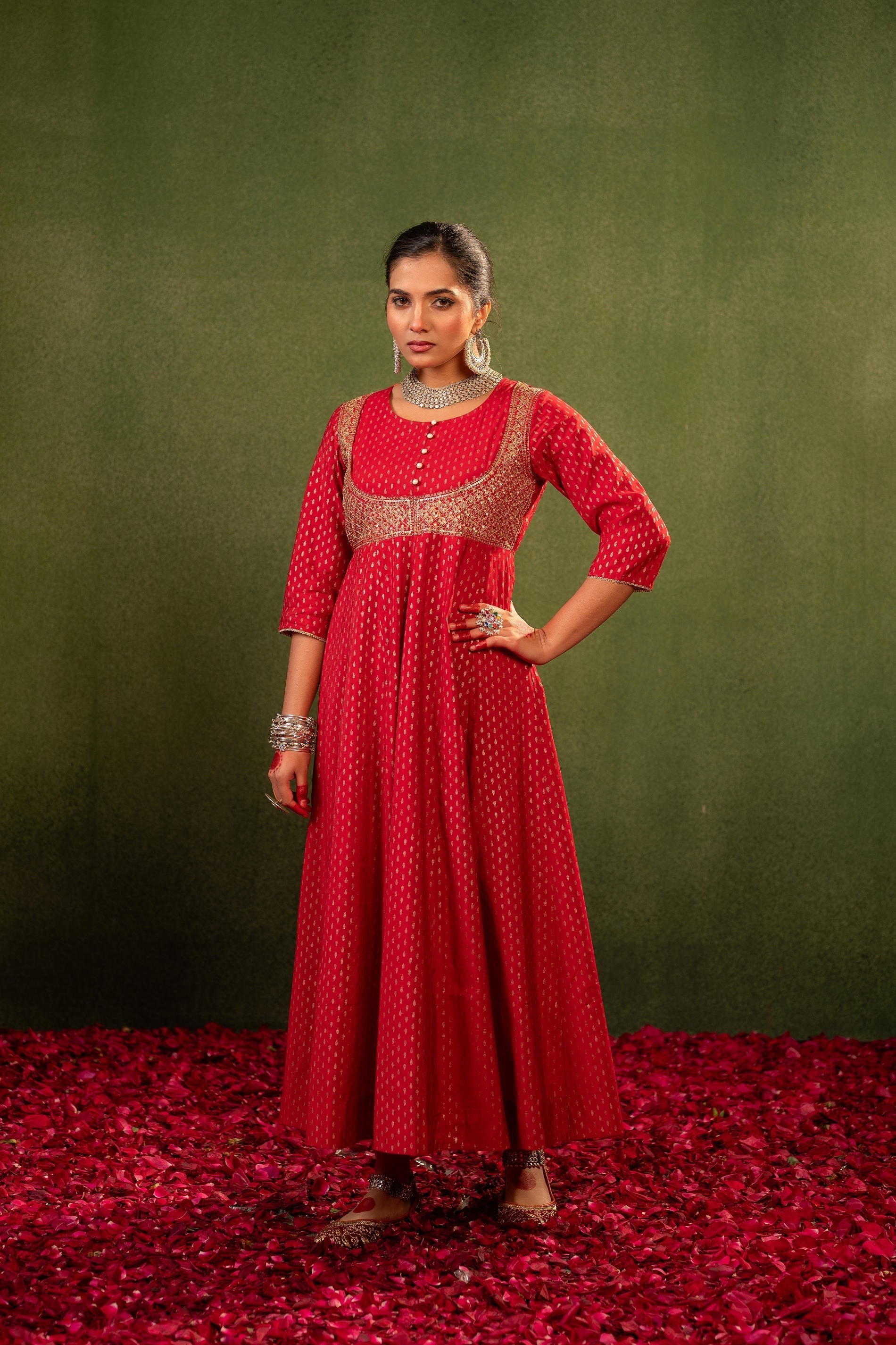 Juniper Gulnaar Riwaayat Maroon Anarkali Dress - Distacart
