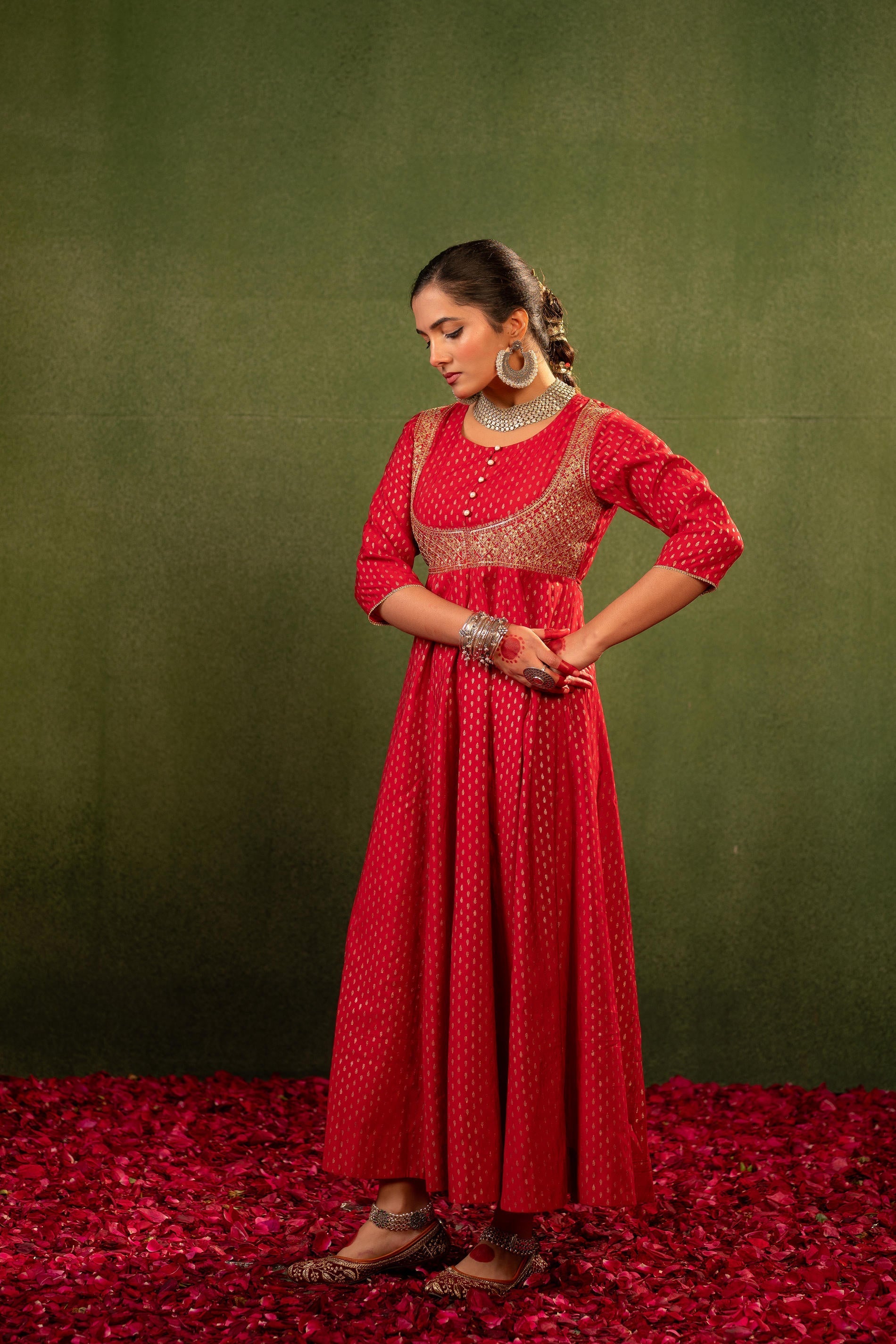 Juniper Gulnaar Riwaayat Maroon Anarkali Dress - Distacart