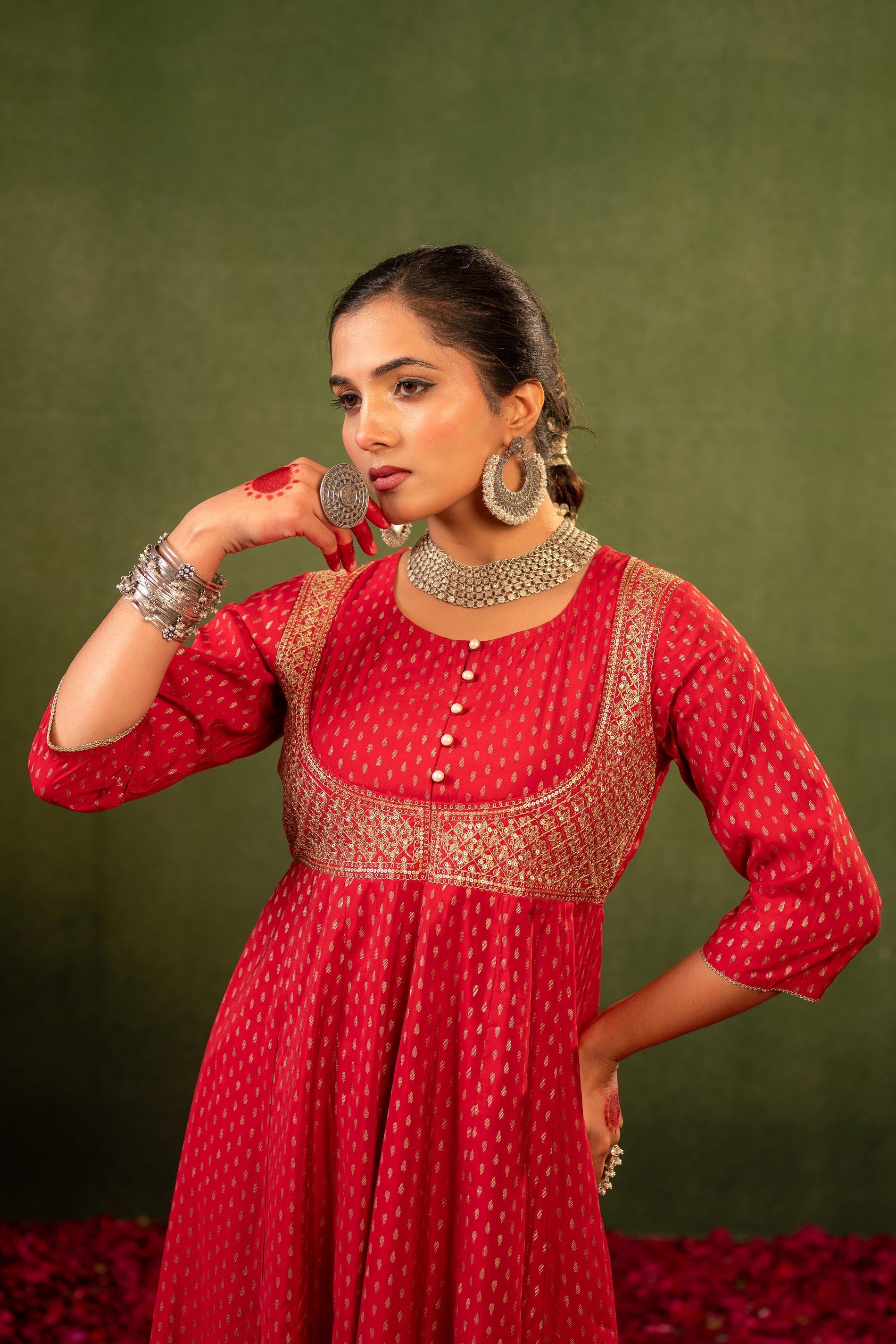 Juniper Gulnaar Riwaayat Maroon Anarkali Dress - Distacart