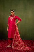 Juniper Laal Gulnaar Heritage Embroidered Kurta Set - Distacart