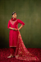 Juniper Laal Gulnaar Heritage Embroidered Kurta Set - Distacart
